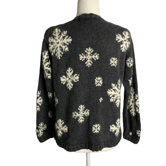 Vintage Eddie Bauer Cardigan Sweater S Grey Angora Blend Button Up Snowflakes - Picture 4 of 6